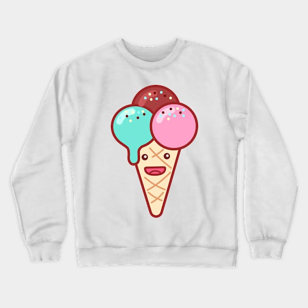 Triple Scoop Ice Cream Emoji Crewneck Sweatshirt by lightsonfire